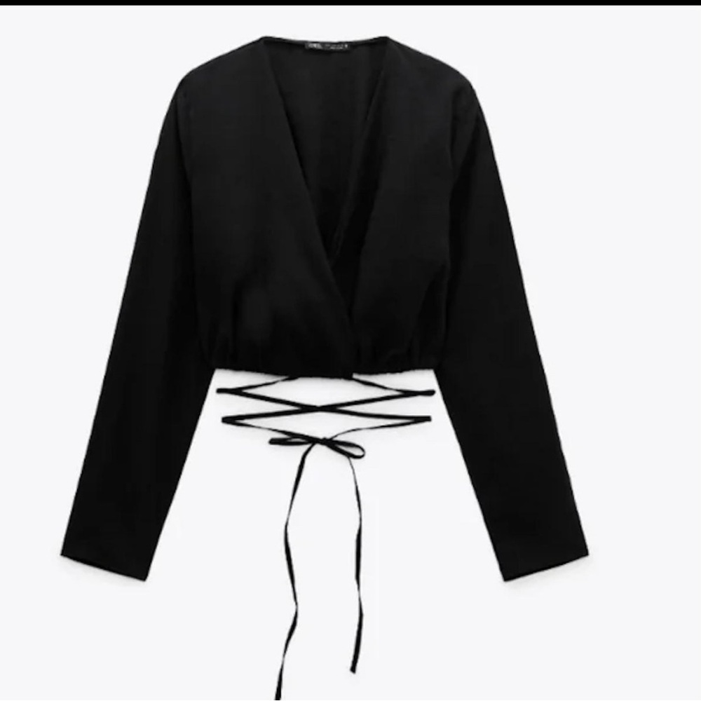 Zara Black Wrap Top, S